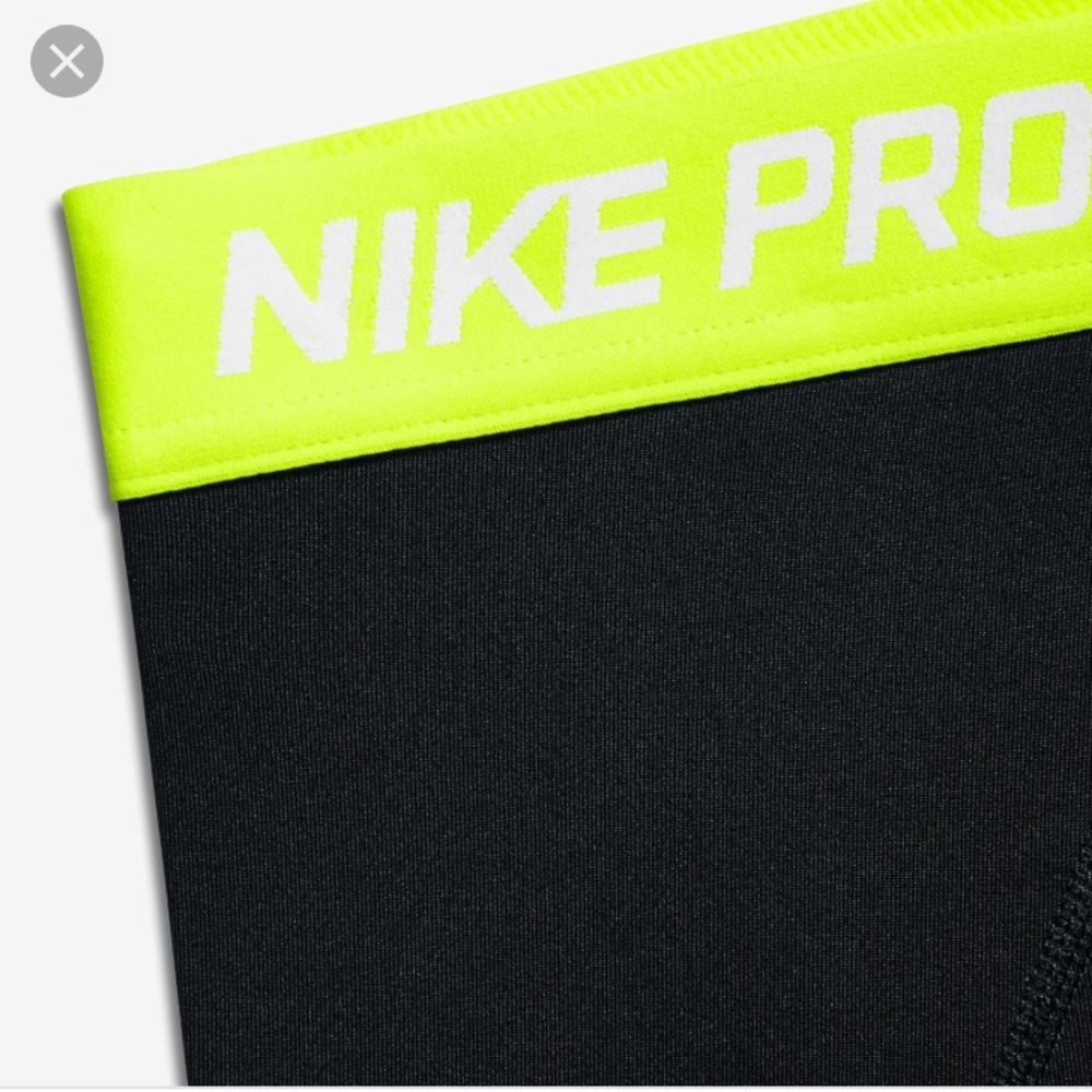 Black nike pros with neon green band!
